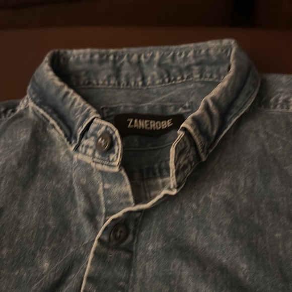 Denim button down collared tee - Picture 3 of 4